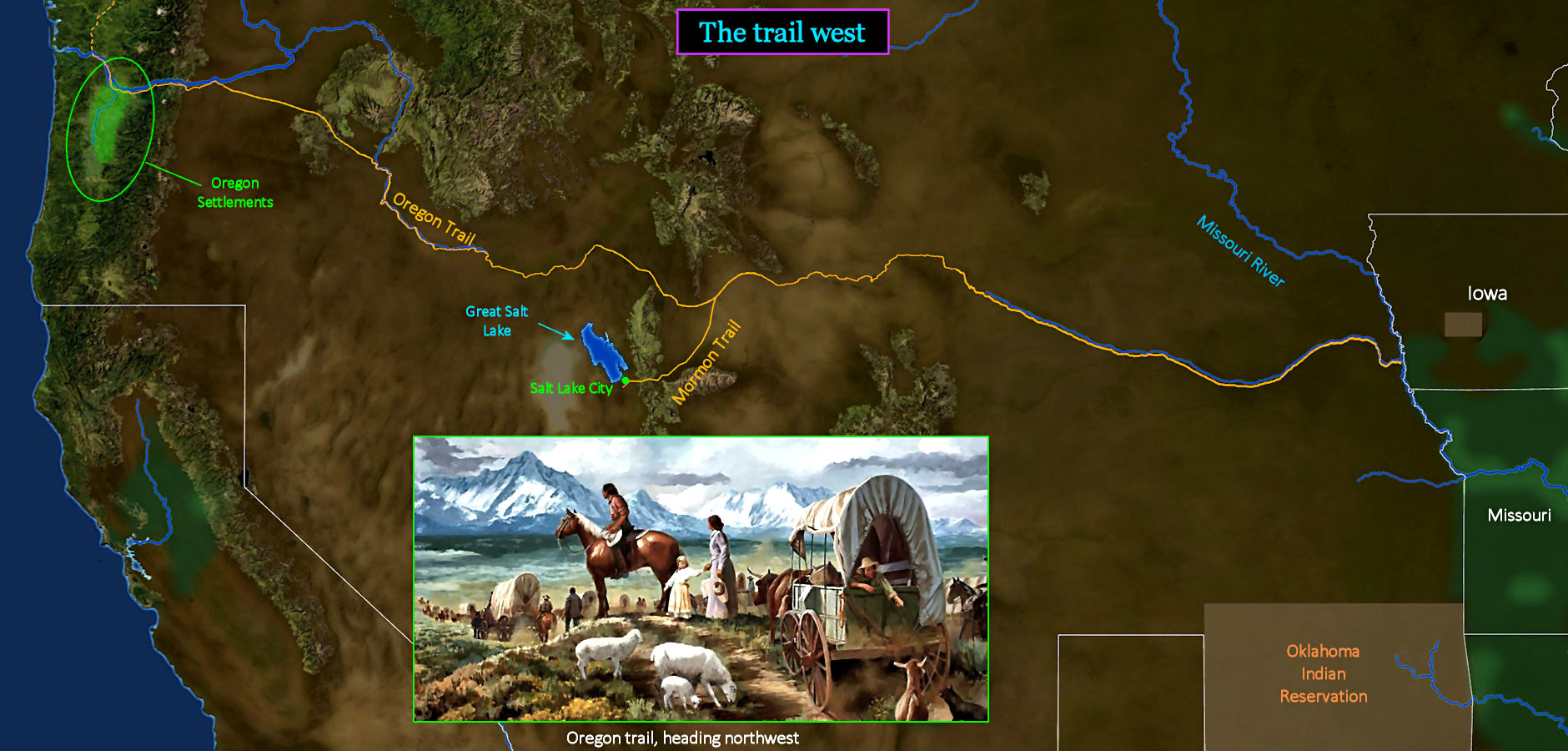 Oregon Trail, 1850 map